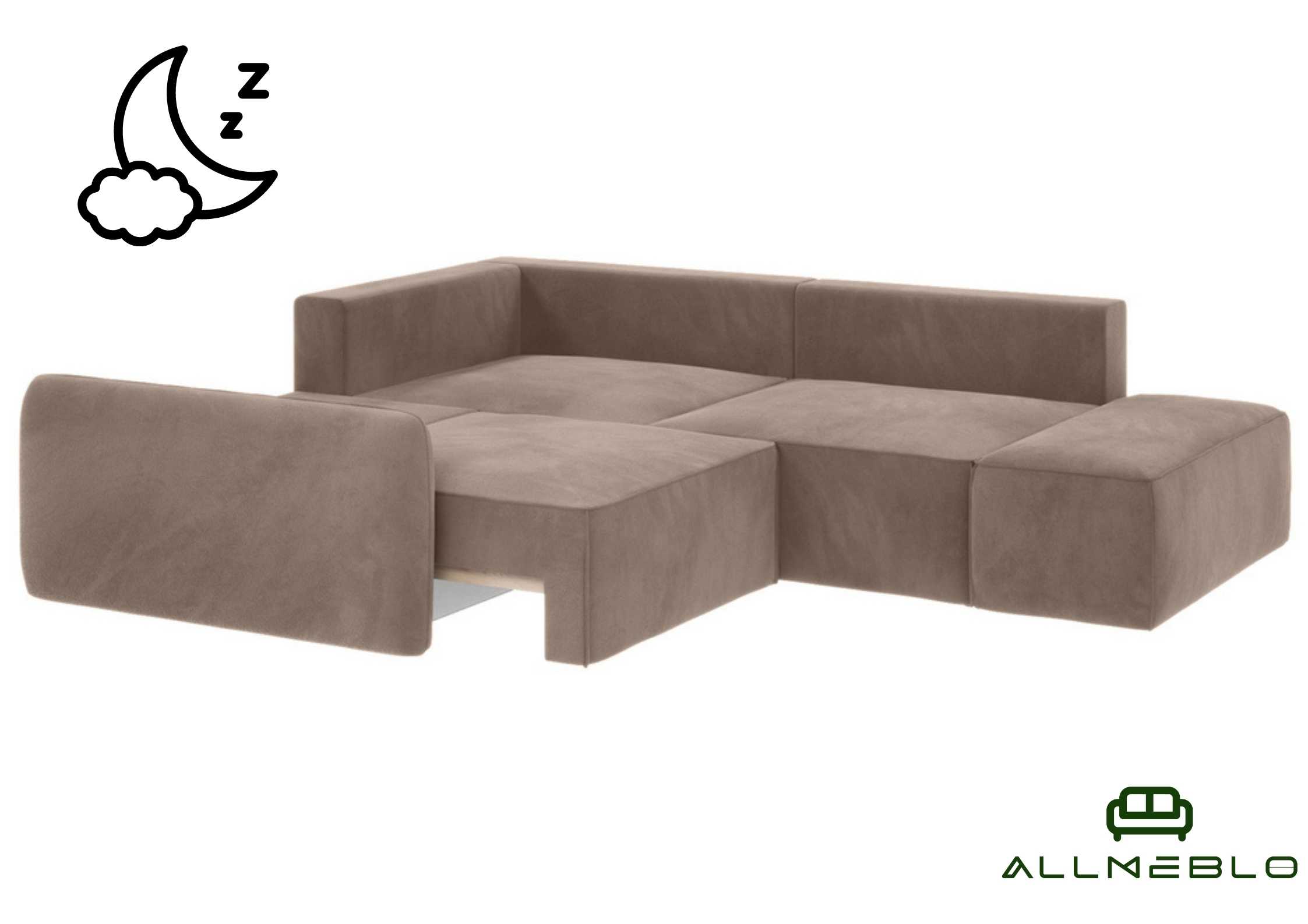 Funkcja spania narożnika Vinci 3 z pufą